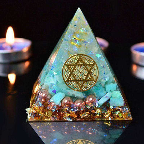 Image of Blue AURA Awakening Orgonite Crystal Pyramid