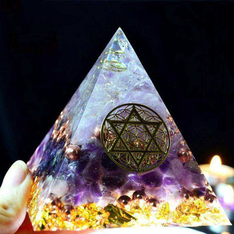 Image of Improve Mood Amethyst Awakening Orgonite Crystal Pyramid