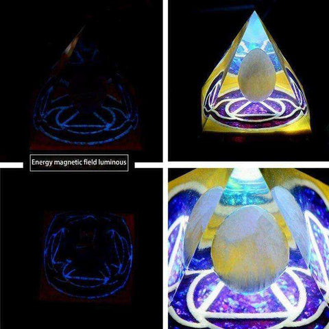 Image of Glow In The Dark Luminous Energy Awakening Crystal Orgonite Pyramid (11cm-4.5in)