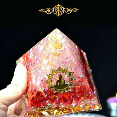 Image of Mediation Awakening Orgonite Reiki Red Agate Crystal Pyramid