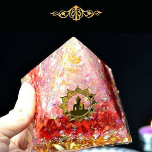Mediation Awakening Orgonite Reiki Red Agate Crystal Pyramid