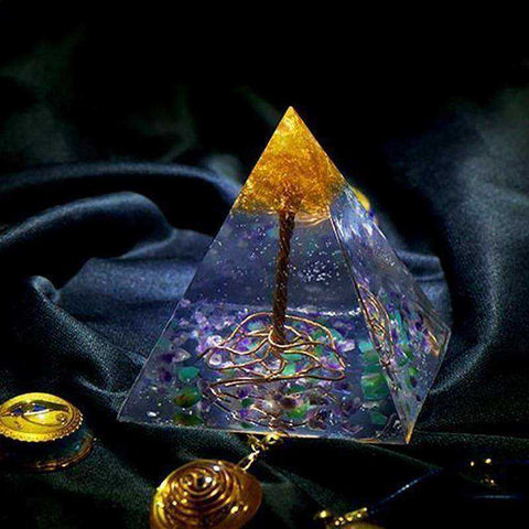 Image of Awakening The Orange Tree Of Life Orgonite Crystal Pyramid