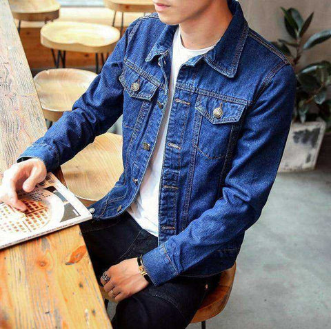 Image of DIMUSI Spring Autumn Aesthetic Mens Denim Jacket Fashion Bomber Thin Ripped Denim Jacket Male Cowboy Jeans