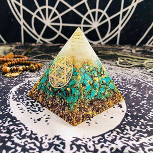 Life Potential Natural Awakening Turquoise Crystal Orgonite Pyramid