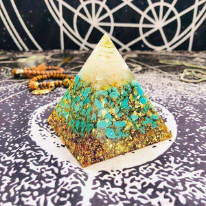 Life Potential Natural Awakening Turquoise Crystal Orgonite Pyramid
