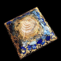 Blue Lapis Awakening Orgonite Crystal Pyramid Vishuddha Chakra Zadkiel (9CM)
