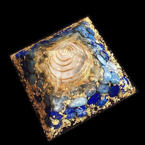 Blue Lapis Awakening Orgonite Crystal Pyramid Vishuddha Chakra Zadkiel (9CM)