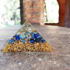 Blue Lapis Awakening Orgonite Crystal Pyramid Vishuddha Chakra Zadkiel (9CM)