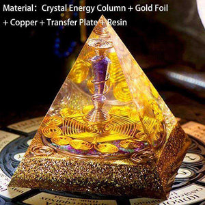 Wealth Awakening Orgonite Pyramid (13cm) Crystal Energy Converter Magic Reiki Ceremony