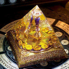 Wealth Awakening Orgonite Pyramid (13cm) Crystal Energy Converter Magic Reiki Ceremony