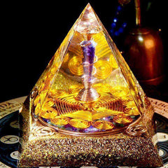 Wealth Awakening Orgonite Pyramid (13cm) Crystal Energy Converter Magic Reiki Ceremony