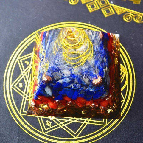 Image of Good Luck Aura Rubilite Lapis Crystal Awakening Orgonite Pyramid Energy