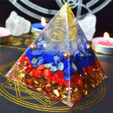 Image of Good Luck Aura Rubilite Lapis Crystal Awakening Orgonite Pyramid Energy