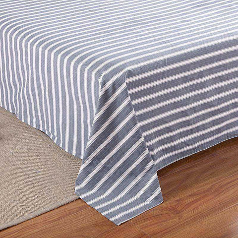 Image of Grey & White Stripes Grounded Earthing Bed Sheet Flat Sheet EMF protection