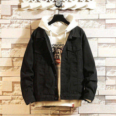 Black & Light Blue Denim Jacket Acrylic Men Winter Jacket 2020 Autumn Winter Casual