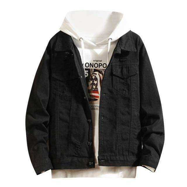 Black & Light Blue Denim Jacket Acrylic Men Winter Jacket 2020 Autumn Winter Casual