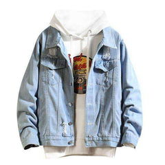 Black & Light Blue Denim Jacket Acrylic Men Winter Jacket 2020 Autumn Winter Casual
