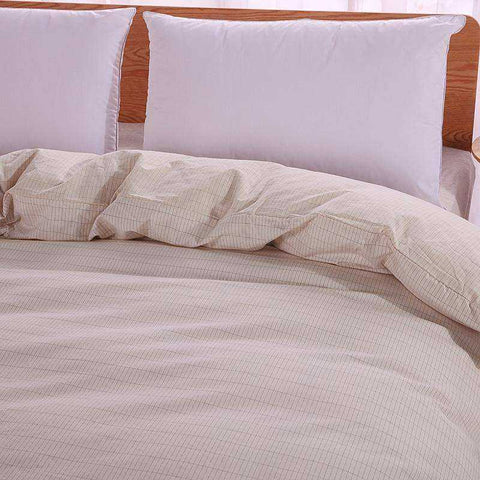Image of Beige Grounded Earthing Bedding Quilt Duvet Cover Emf Protection