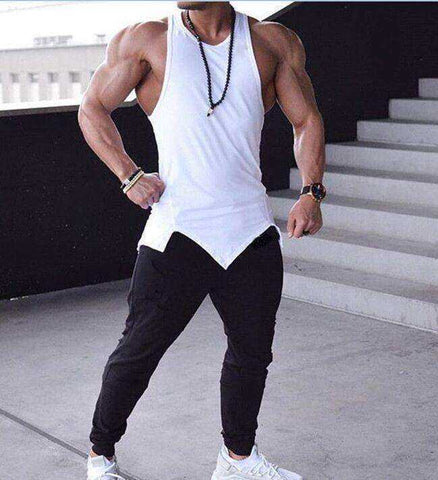 Image of White Aesthetic Fitness Tank Top Casual Solid Sleeveless vest