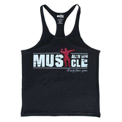 Image of Muscle Alive To Make Fitness Great Aesthetic Apparel Bodybuilding Stringer Men