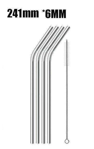 Image of Reusable 304 Stainless Steel Straws & Cleaner Brush