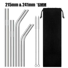 Reusable 304 Stainless Steel Straws & Cleaner Brush