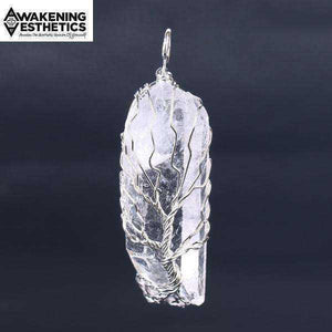 Tree of Life Clear Quartz Crystal Pendant Necklace