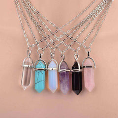 Hexagonal Quartz Pendant Necklaces