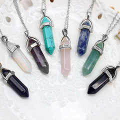 Hexagonal Quartz Pendant Necklaces