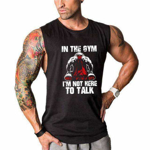 Image of In The Gym I'm Not Here To Talk Aesthetic Apparel Tank Top Bodybuilding Stringers
