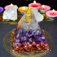 Natural Amethyst Awakening Orgonite Pyramid Coil Orgone Energy Converter