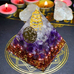 Natural Amethyst Awakening Orgonite Pyramid Coil Orgone Energy Converter