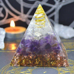 Natural Amethyst Awakening Orgonite Pyramid Coil Orgone Energy Converter