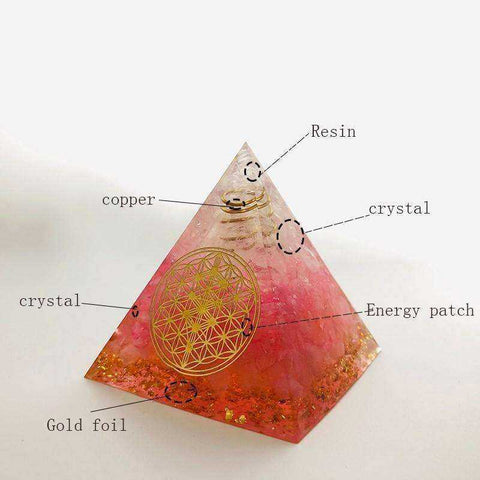 Image of Red Halo Love Energy Awakening Orgonite Crystal Pyramid