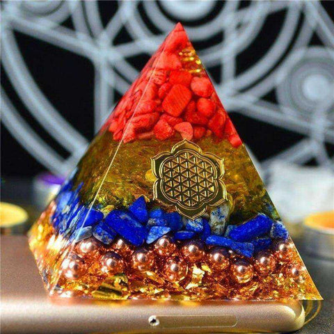 Image of Gathering Fortune Awakening Crystal Orgonite Pyramid