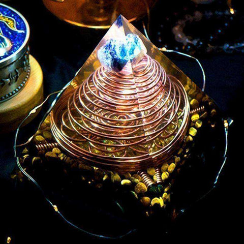 Image of High Frequency Triple Helix Energy Awakening Orgone Crystal Pyramid
