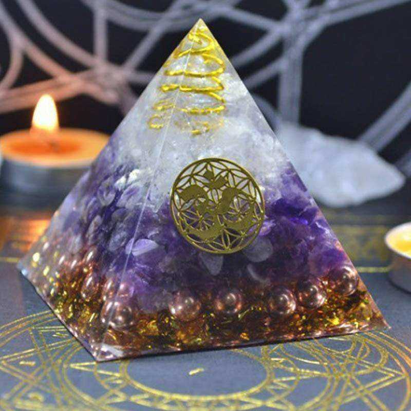 Natural Amethyst Awakening Orgonite Pyramid Coil Orgone Energy Converter