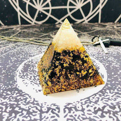 Awakening Orgonite Pyramid Ajna Chakra Raziel Natural White Crystal Obsidian
