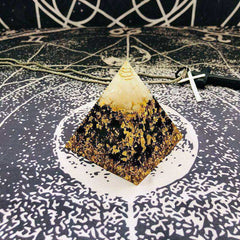 Awakening Orgonite Pyramid Ajna Chakra Raziel Natural White Crystal Obsidian
