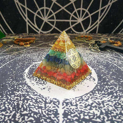 7 Chakra Zadkiel Orgone Energy Eliminates Negative Energy Awakening Orgonite Pyramid (7cm)