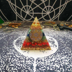 7 Chakra Zadkiel Orgone Energy Eliminates Negative Energy Awakening Orgonite Pyramid (7cm)