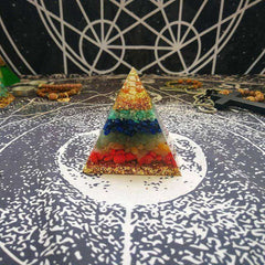 7 Chakra Zadkiel Orgone Energy Eliminates Negative Energy Awakening Orgonite Pyramid (7cm)