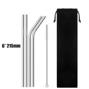 Reusable 304 Stainless Steel Straws & Cleaner Brush