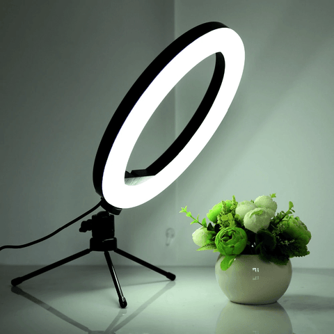 Image of LED Selfie Ring Light Dimmable Camera Phone Ring Lamp With Tripod