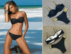 2020 Sexy Solid Color Women Bandeau Push Up Beachwear Bikini Set