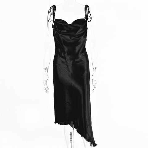 Image of Metallic Satin Backless Straps Long Dress