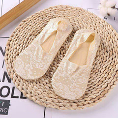 1/2 Pairs Women Girls Lace Flower Short Socks Anti-skid Invisible Ankle Sock Slippers