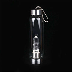 Natural Quartz Gemstone Glass Water Bottle