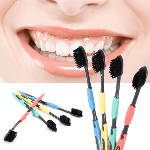 Image of New 4 Pieces Charcoal Bamboo Toothbrush Dental Oral Care