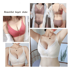 Women Sexy Push Up Lingerie Wire Free Bras Wide Straps Underwear